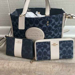 NWT Coach Signature Jacquard Purse WITH Large Wallet AND Corner Zip Wristlet!!!!